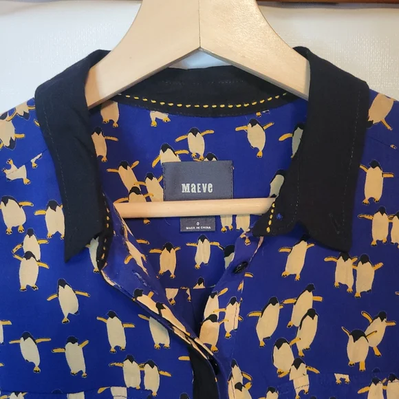 Maeve Penguin Patterned Button-Up Shirt - Picture 6 of 16